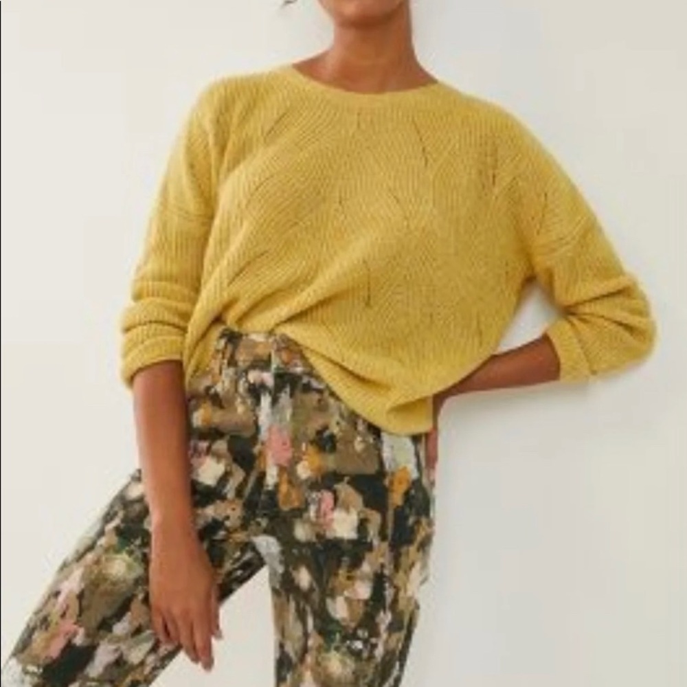 Yellow Keely Cable Knit Sweater from Anthropologie